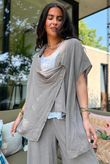 Sandbar Linen Blend Drape Front Cap Sleeve Gilet Mocha